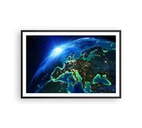 Cuadro Poster de Pared 91x61cm Póster Marco Noche espacio mundo vista Wall Art