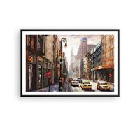 Cuadro Poster de Pared 91x61cm Póster Marco Nueva York Acuarela Wall Art Prints