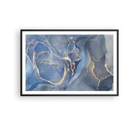 Cuadro Poster de Pared 91x61cm Póster Marco Oro Azul Pintura Wall Art Prints