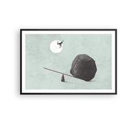 Cuadro Poster de Pared 91x61cm Póster Marco Piedra Palanca Física Wall Art