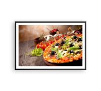 Cuadro Poster de Pared 91x61cm Póster Marco Pizza comida Italia la tradición Art
