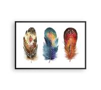 Cuadro Poster de Pared 91x61cm Póster Marco Pluma Pájaro Pintura Wall Art Prints
