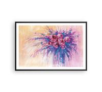 Cuadro Poster de Pared 91x61cm Póster Marco Ramo Flores Rosas Wall Art Prints