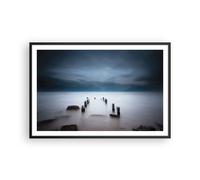 Cuadro Poster de Pared 91x61cm Póster Marco Rompeolas Niebla Noche Wall Art