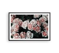 Cuadro Poster de Pared 91x61cm Póster Marco rosas flores hojas Wall Art Prints