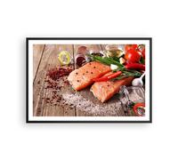 Cuadro Poster de Pared 91x61cm Póster Marco Salmón pescado comida cocina Art
