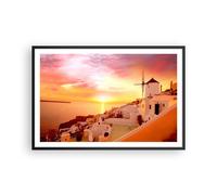 Cuadro Poster de Pared 91x61cm Póster Marco Santorini Grecia vacaciones Wall Art