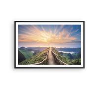 Cuadro Poster de Pared 91x61cm Póster Marco Sendero Montaña Azores Wall Art