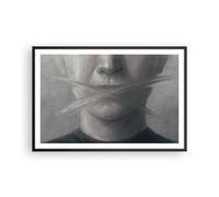 Cuadro Poster de Pared 91x61cm Póster Marco Símbolo Boca Discurso Wall Art