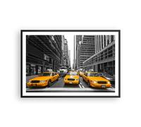 Cuadro Poster de Pared 91x61cm Póster Marco Taxi ciudad calle transporte Art