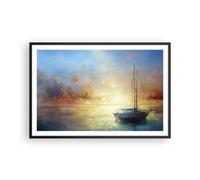 Cuadro Poster de Pared 91x61cm Póster Marco Velero Oeste El Sol Wall Art Prints