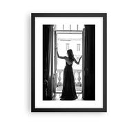 Cuadro Póster Marco Negro 30x40 cm Blanco y Negro Personas - 5162 - P2B | Moderno Vertical Cuadros de Pared Decoración Cuadro Decorativo Salón Dormitorio Cocina Lámina Imágenes Wall Art ARTTOR
