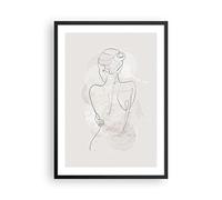 Cuadro Póster Marco Negro 50x70 cm Abstracto Blanco y Negro - 5090 - P2B | Mujer Atrás Moderno Vertical Cuadros de Pared Decoración Cuadro Decorativo Salón Dormitorio Cocina Lámina Imágenes ARTTOR