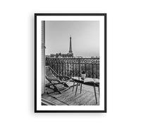 Cuadro Póster Marco Negro 50x70 cm Arquitectura Blanco y Negro - 4595 - P2B | Y París Negro Moderno Vertical Cuadros de Pared Decoración Cuadro Decorativo Salón Dormitorio Cocina Lámina Imágenes ARTTOR