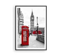 Cuadro Póster Marco Negro 70x100 cm Arquitectura Blanco y Negro 4326 P2B | Cobertizo Teléfono Londres Moderno Vertical Cuadros de Pared Decoración Cuadro Decorativo Salón Dormitorio Lámina ARTTOR