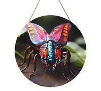 Cuadro redondo de madera con diseño de insectos extraños de 12 pulgadas. Exquisita obra de arte, madera respetuosa con el medio ambiente, una opción elegante para la decoración del hogar.