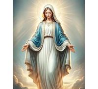 Cuadro Religioso con Imagen de la Virgen Milagrosa, Tela Canvas para Pared con Impresión de la Inmaculada Concepción, Decoración Religiosa, Cuadros Modernos, Impresiones Religiosas (C, 18 x 24 cm)