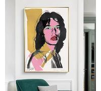 Cuadro retro de Andy Warhol sobre lienzo de Mick Jagger, pósteres e impresiones de arte de pared vintage para decoración de sala de estar y hogar (40x60cm/marco interior)