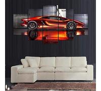 Cuadro Sobre Impresión Lienzo 5 Piezas Coche Coche Deportivo Naranja 100 X 50 Cm,Moderno Cuadro En Lienzo 5 Piezas Salón De Hogardecoracion De Pared Hd Mural Moderno Decoración Hogareña -1N1M/P5T8-