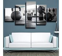 Cuadro Sobre Impresión Lienzo 5 Piezas Gimnasio Con Mancuernas (Sin Marco 150 X 100 Cm),Moderno Cuadro En Lienzo 5 Piezas Salón De Hogardecoracion De Pared Hd Mural Moderno Decoración Hogar -6U7C-A9