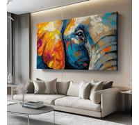 Cuadro sobre Lienzo 100l x50an cm Sin marco Impresión en material tejido no tejido cuadros Abstracto Animal (Elefante) decoracion salon modernos lienzos decorativos dormitorios Azul y naranja