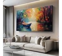 Cuadro sobre Lienzo 100l x50an cm Sin marco Impresión en material tejido no tejido cuadros Abstracto Bosque Río decoracion salon modernos lienzos decorativos dormitorios Color cálido