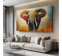 Cuadro sobre Lienzo 100l x50an cm Sin marco Impresión en material tejido no tejido cuadros Arte de elefante con animales decoracion salon modernos lienzos decorativos dormitorios Color