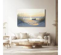 Cuadro sobre Lienzo 100l x50an cm Sin marco Impresión en material tejido no tejido cuadros Atardecer en Barco al Mar decoracion salon modernos lienzos decorativos dormitorios Azul Naranja