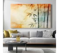 Cuadro sobre Lienzo 100l x50an cm Sin marco Impresión en material tejido no tejido cuadros Plantas, bambú, estilo oriental decoracion salon modernos lienzos decorativos Verde naranja cálido