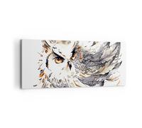 Cuadro Sobre Lienzo 100x40cm Cuadros Búho plumas la sabiduría la naturaleza