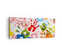 Cuadro Sobre Lienzo 100x40cm Cuadros Impresiones Manos composición multicolores
