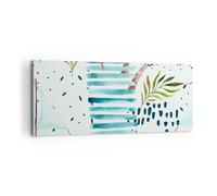 Cuadro Sobre Lienzo 100x40cm Cuadros Pared Acuarela palma trópico barco Wall Art