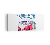 Cuadro Sobre Lienzo 100x40cm Cuadros Pared acuarela tablas de surf palma árboles