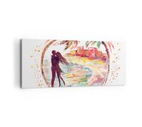 Cuadro Sobre Lienzo 100x40cm Cuadros Pared Amor Palmas Ver verano Wall Art