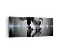 Cuadro Sobre Lienzo 100x40cm Cuadros Pared Audio micrófono música estudio Art