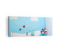 Cuadro Sobre Lienzo 100x40cm Cuadros Pared Barco ancla nubes niño Wall Art