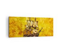 Cuadro Sobre Lienzo 100x40cm Cuadros Pared Barco pirata océano tesoro Wall Art