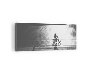 Cuadro Sobre Lienzo 100x40cm Cuadros Pared Blanco Y Negro Ciclista Soledad Art