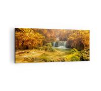 Cuadro Sobre Lienzo 100x40cm Cuadros Pared Bosque Riachuelo Trópico Naturaleza