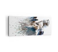 Cuadro Sobre Lienzo 100x40cm Cuadros Pared cabeza ilusión binoculares Hombre Art