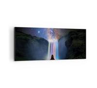 Cuadro Sobre Lienzo 100x40cm Cuadros Pared Cascada Las Estrellas Meditación Art