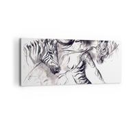 Cuadro Sobre Lienzo 100x40cm Cuadros Pared Cebras movimiento elegancia femenino