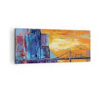 Cuadro Sobre Lienzo 100x40cm Cuadros Pared Ciudad Puente Empasto Wall Art Prints