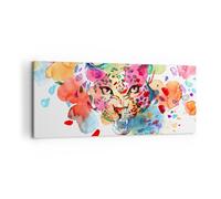 Cuadro Sobre Lienzo 100x40cm Cuadros Pared color concepto gato Wall Art Prints