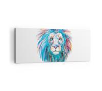 Cuadro Sobre Lienzo 100x40cm Cuadros Pared Colorido león melena Wall Art Prints