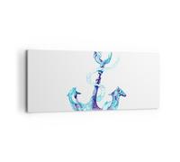Cuadro Sobre Lienzo 100x40cm Cuadros Pared corales medusas ancla cuerda Wall Art