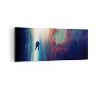 Cuadro Sobre Lienzo 100x40cm Cuadros Pared Cosmos astronauta planeta Wall Art