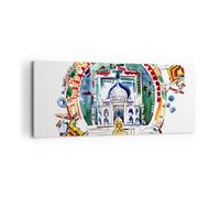 Cuadro Sobre Lienzo 100x40cm Cuadros Pared Elefantes India Religión cultura Art