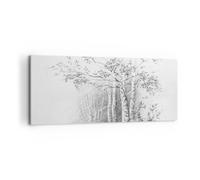 Cuadro Sobre Lienzo 100x40cm Cuadros Pared Esbozo Bosque Abedul Wall Art Prints
