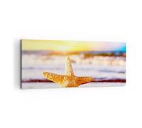 Cuadro Sobre Lienzo 100x40cm Cuadros Pared Estrellas de mar playa arena océano